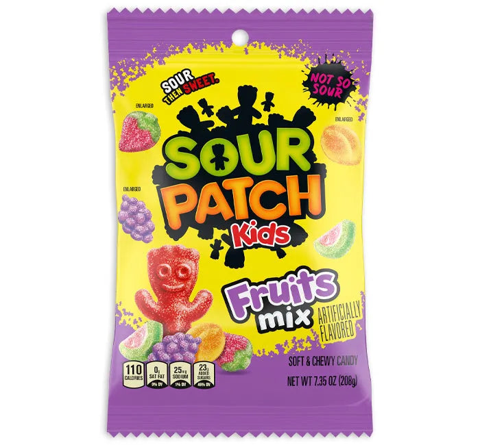 Sour Patch Kids Assorted Fruit Soft Candy 7.35oz Bag