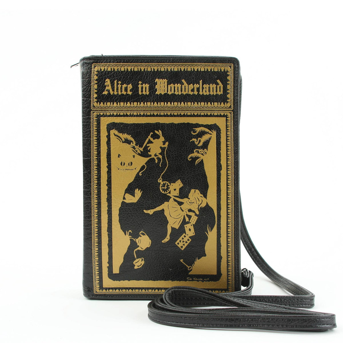 Alice in Wonderland Book Clutch Bag - Black and Gold