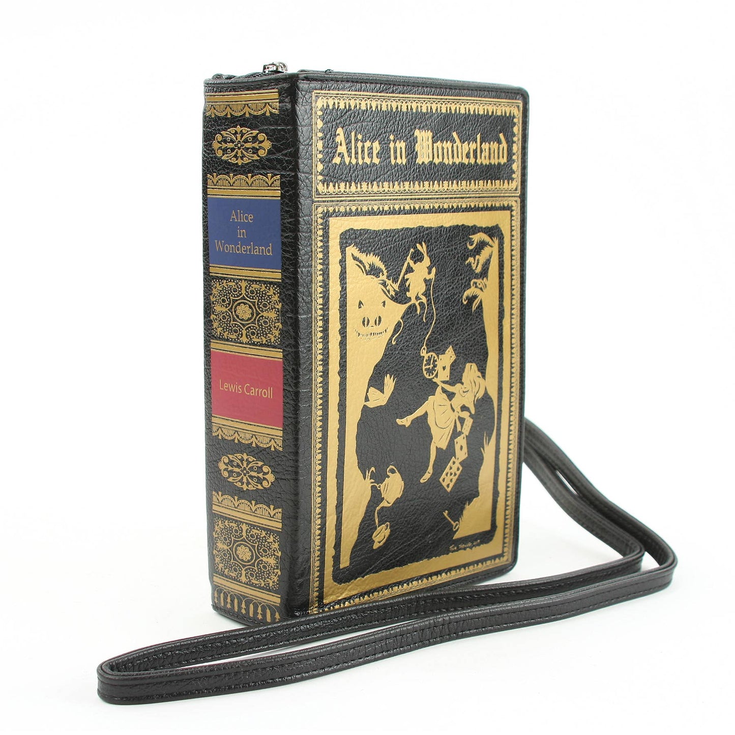 Alice in Wonderland Book Clutch Bag - Black and Gold