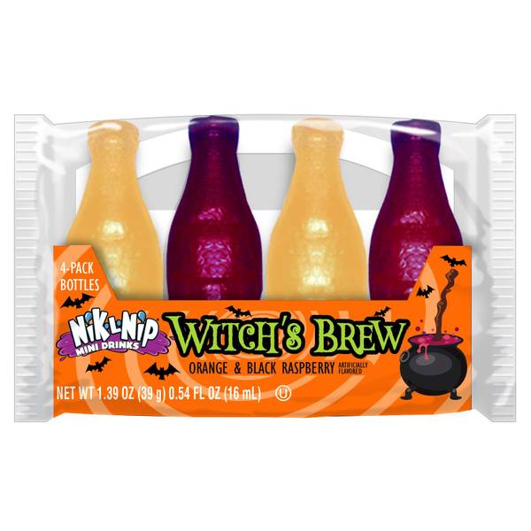 Nik-L-Nip Witch's Brew Mini Drinks, 4pk Wax Bottles