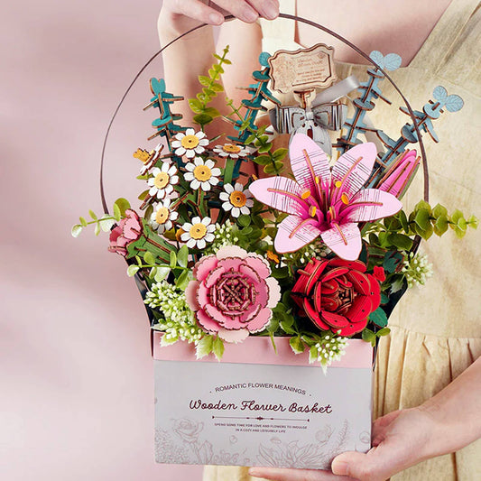3D Wooden Flower Puzzle Basket