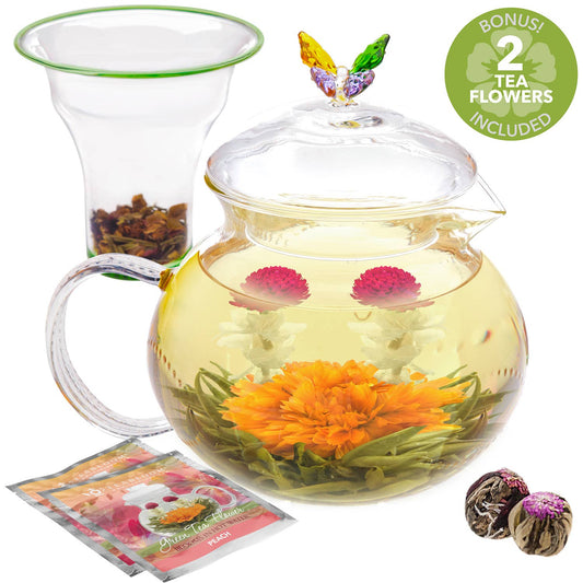 Teabloom Wings of Love Teapot with Loose Tea Glass Infuser