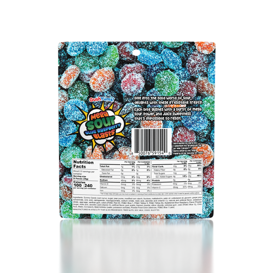 GushYums Mega Sour Blue Raspberry Blasts Gushing Candy 2.4oz