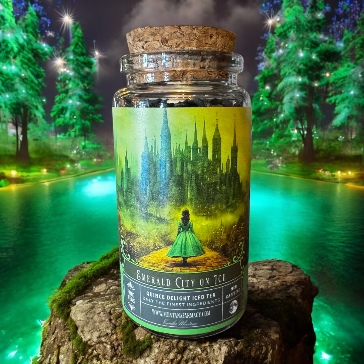 Emerald City on Ice Wizard in Oz Quince tea Apothecary Jar