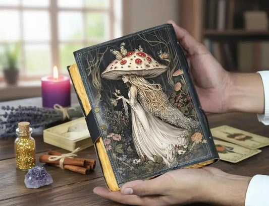 Mushroom Fairy Leather Handmade Journal