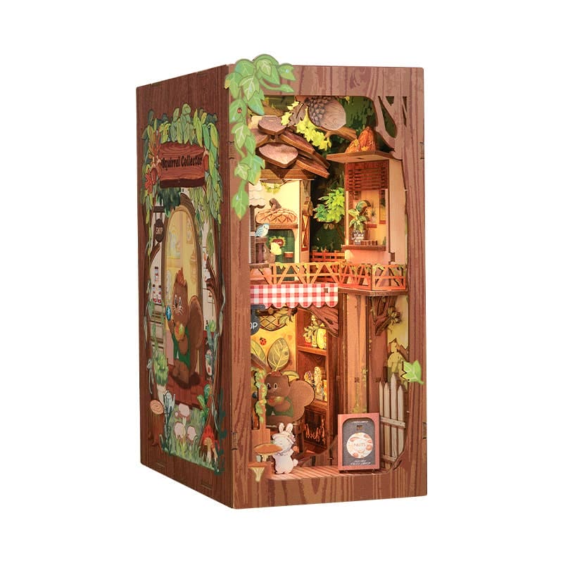 DIY Book Nook Kit: Squirrel Collector with Dust Cover