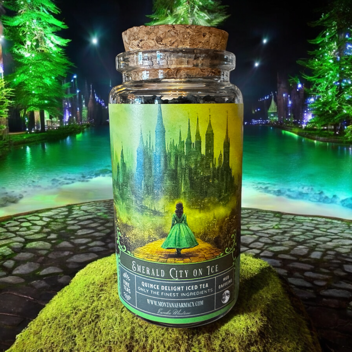 Emerald City on Ice Wizard in Oz Quince tea Apothecary Jar