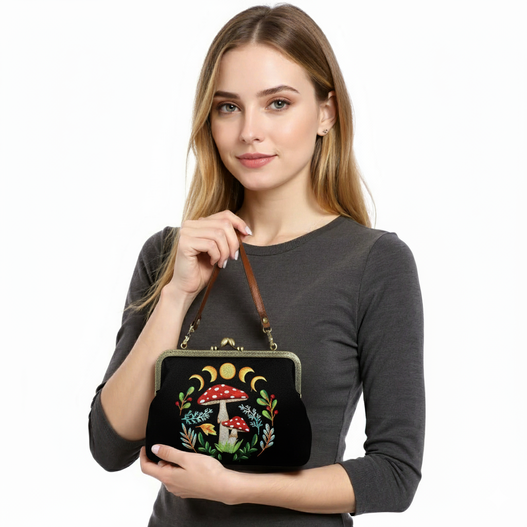 Celestial Mushroom Kisslock Bag
