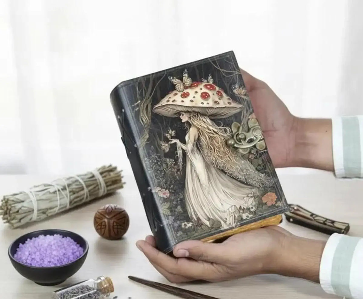 Mushroom Fairy Leather Handmade Journal