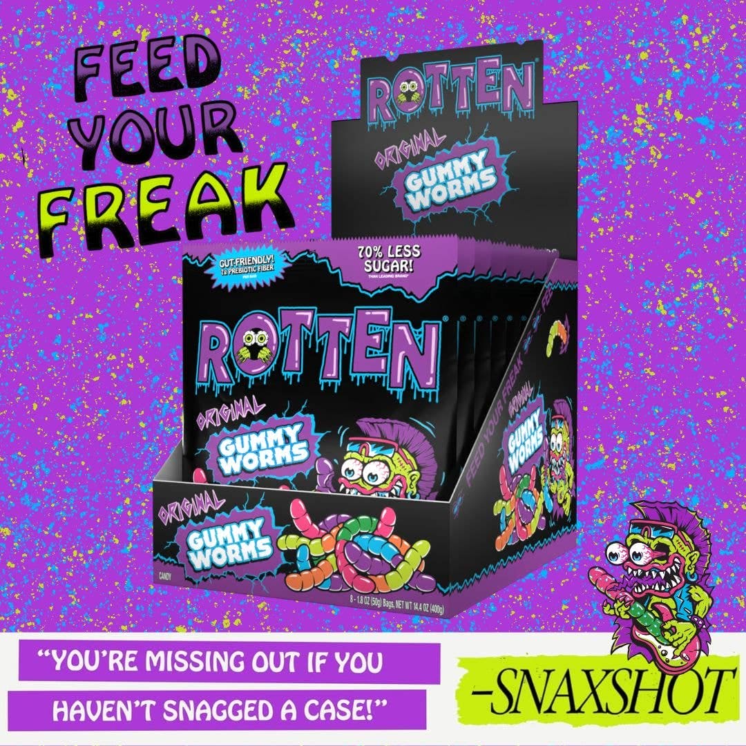 Rotten Original Gummy Worms Candy: GF, Prebiotics, Low Sugar