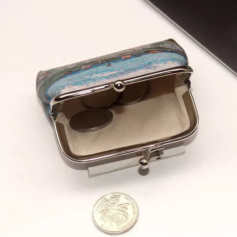 Van Gogh Art Canvas Coin Purse with Kiss Lock Closure