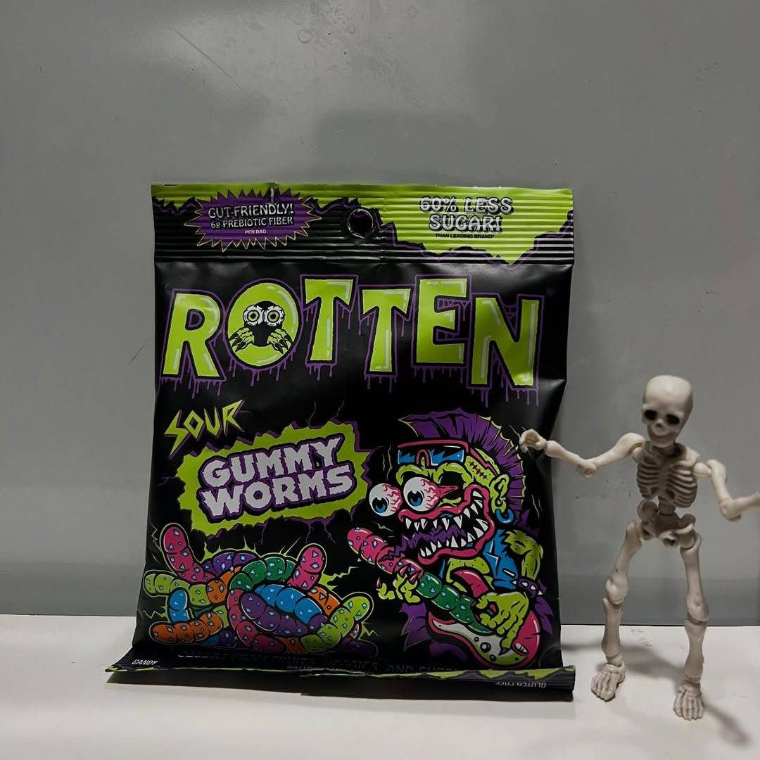 Rotten Sour Gummy Worms Candy: GF, Prebiotics, Low Sugar
