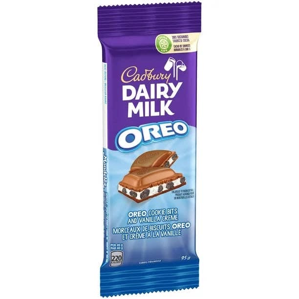 Cadbury Dairy Milk, OREO Cookie Bits and Vanilla Creme, Chocolatey Candy Bar, 95g