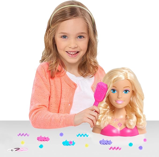 Barbie Fashionista 8-Inch Styling Head, Blonde Including Styling Accessories, Hair Styling for Kids