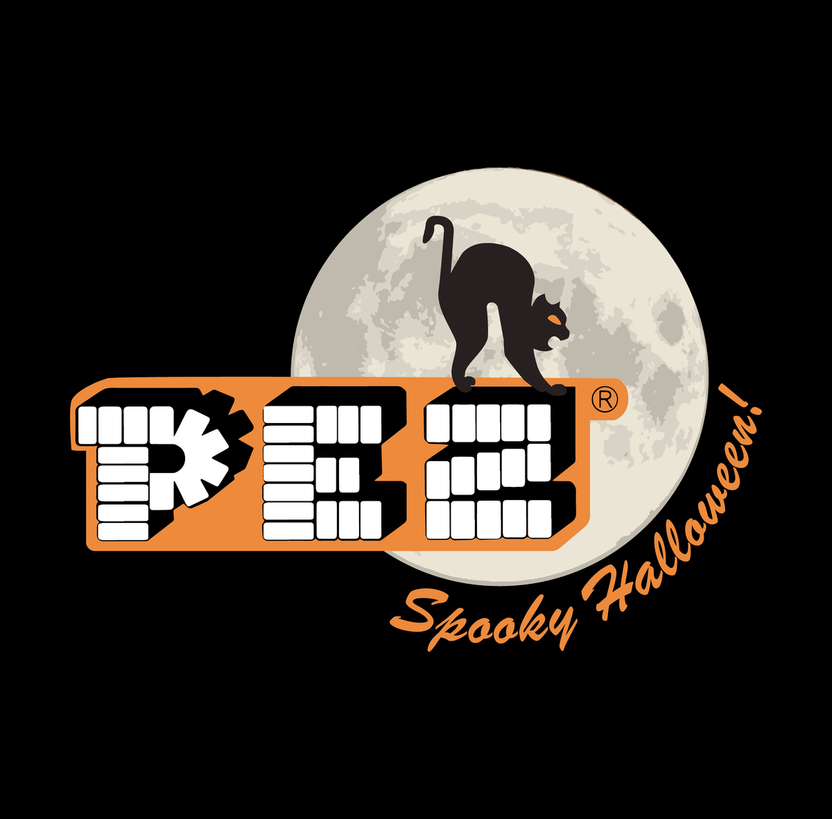 PEZ®-a-Boo! vintage Halloween graphic featuring retro PEZ® candy artwork