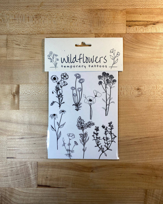 Temporary Tattoo Sheet | Black Flower Tattoos | Wildflowers