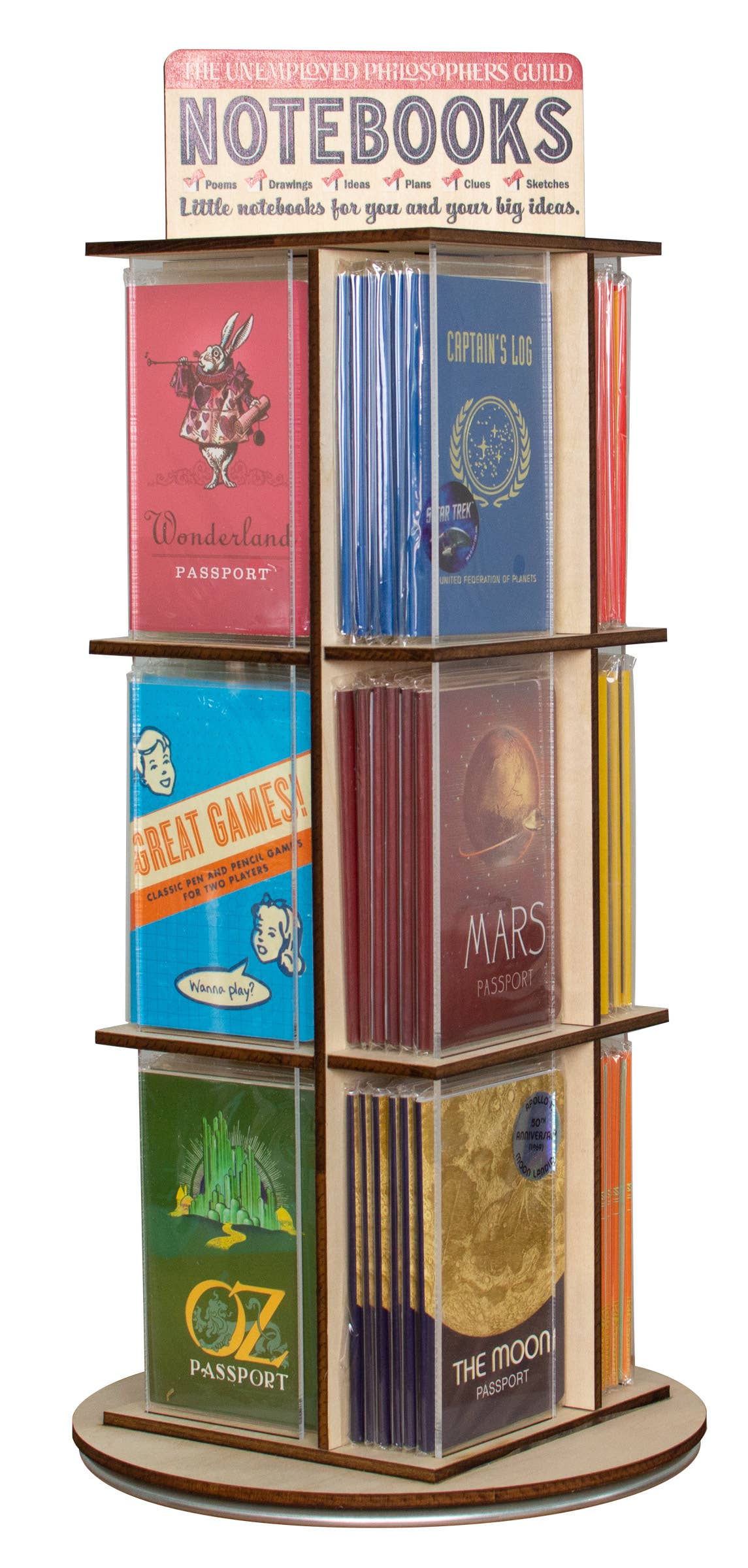 Unemployed Philosophers Guild - Countertop Notebook Spinner Display (notebooks included)
