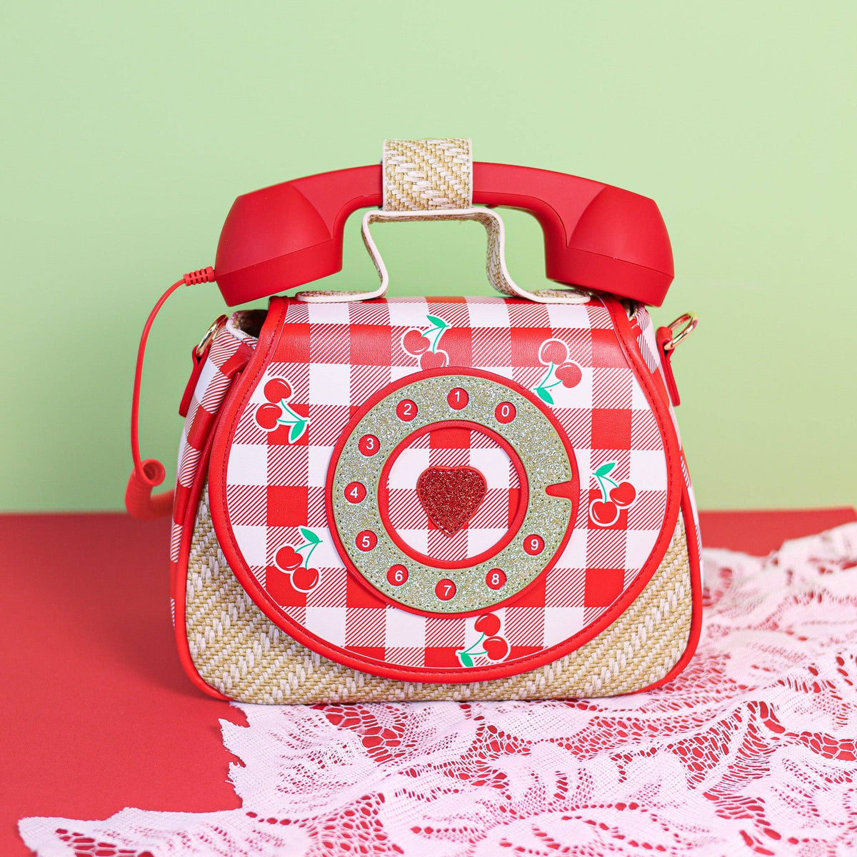 Ring Ring Phone Convertible Handbag - Cherry