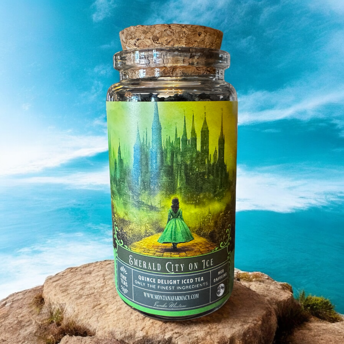 Emerald City on Ice Wizard in Oz Quince tea Apothecary Jar