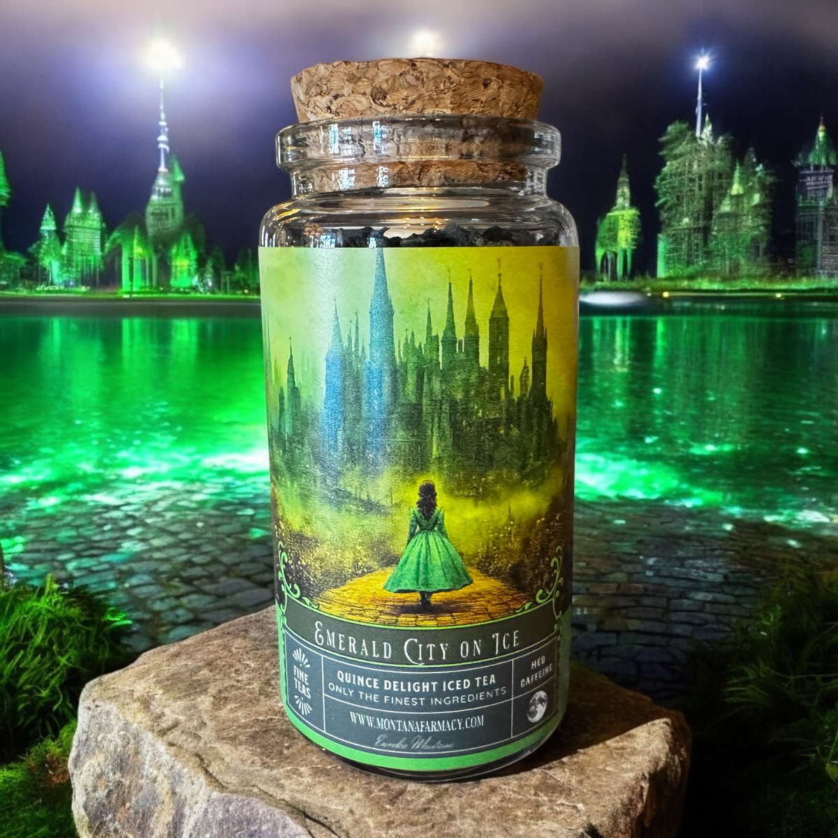 Emerald City on Ice Wizard in Oz Quince tea Apothecary Jar