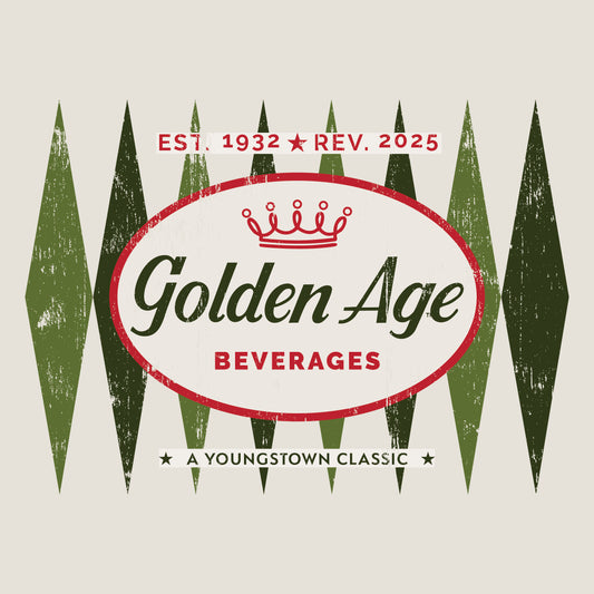 Vintage Golden Age Retro Logo artwork inspired by classic soda branding with distressed retro styling.