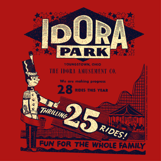 close up of idora park thrilling 25 rides graphic