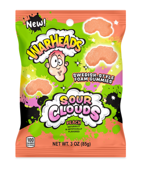 Warheads Sour Clouds Peg Bag Peach 3oz
