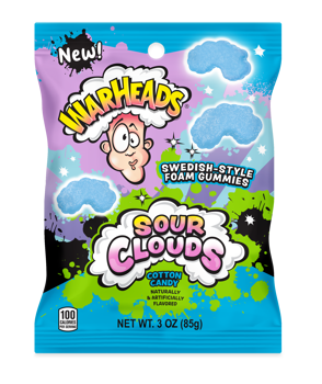 Warheads Sour Clouds Peg Bag Cotton Candy 3oz