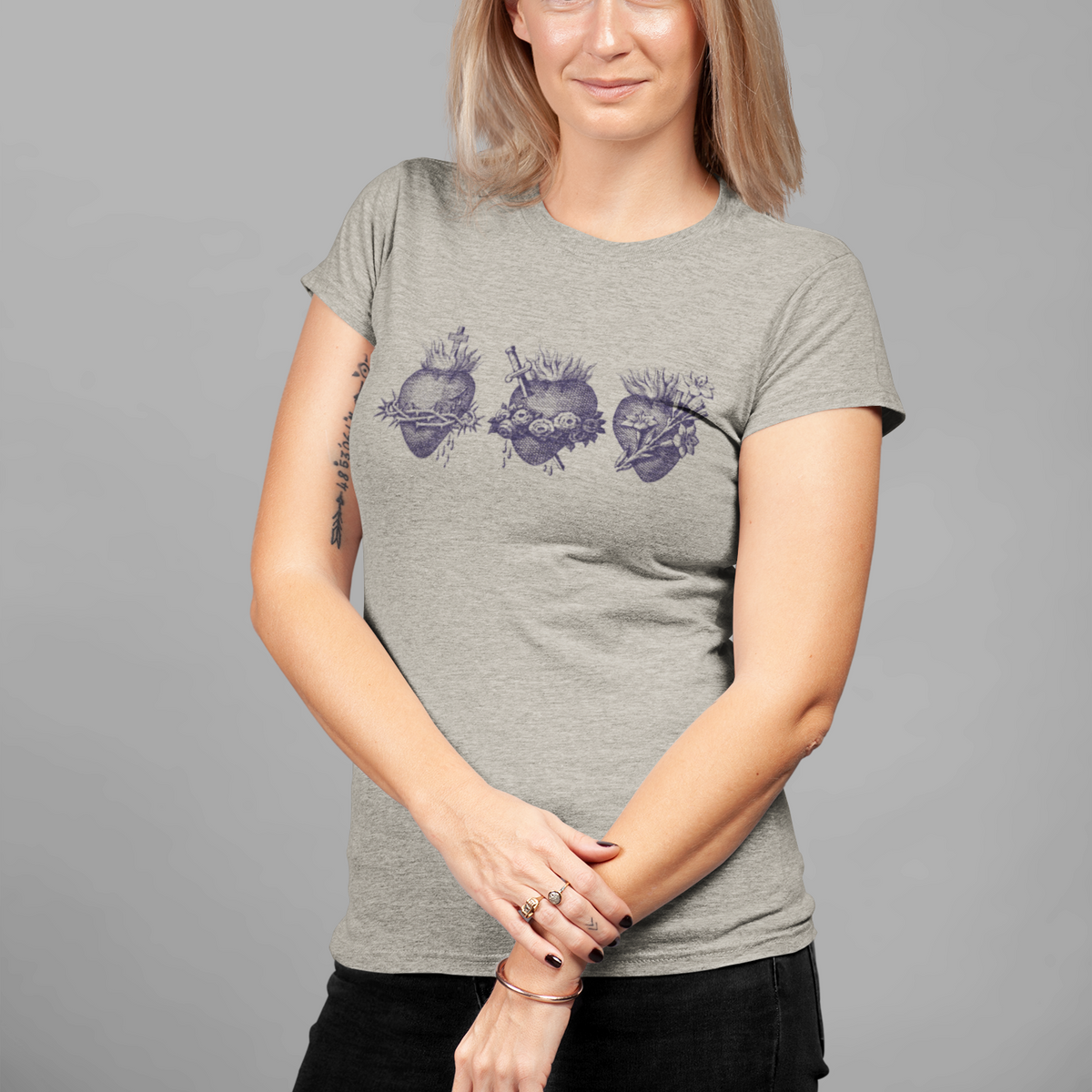 women’s holy family hearts catholic shirt styled casually faith inspired outfit