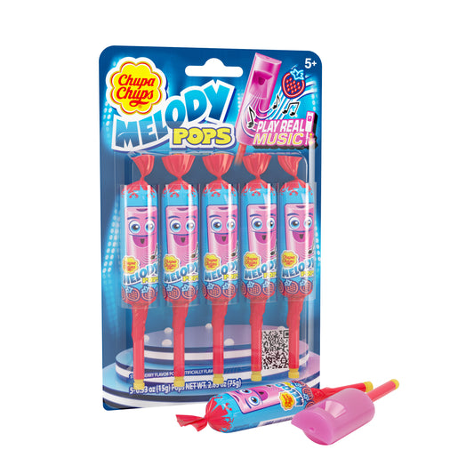 Chupa Chups Melody Pops 5pc Blister Pack, Strawberry