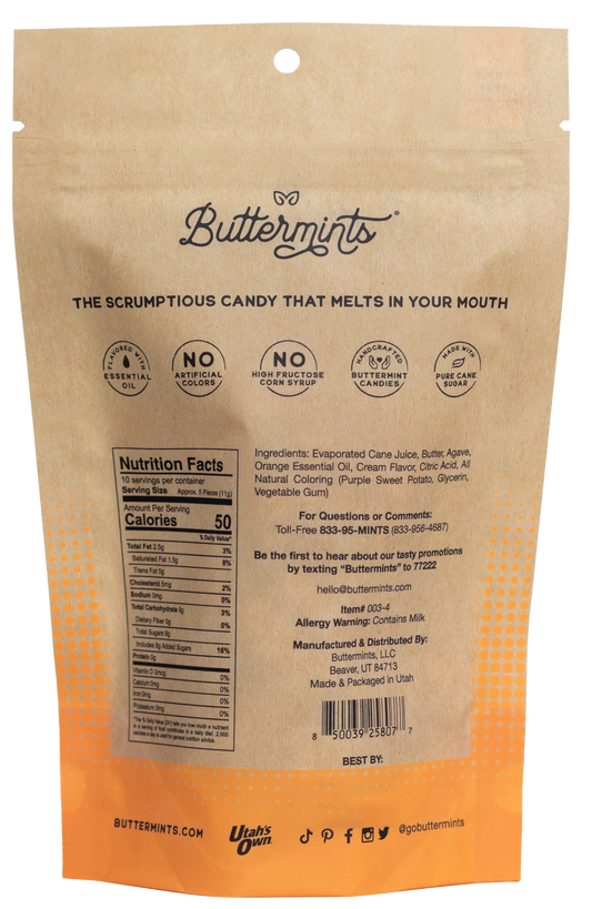 Orange Cream Buttermints 4oz Pouch