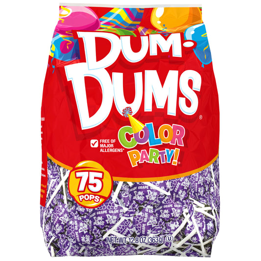 Spangler Dum Dums Color Party Gusset Bag Purple -Grape 12.8oz