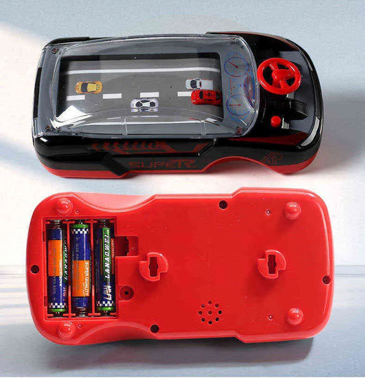 Racing Car Handheld Game Player with 3D Car Model and Steering Wheel, Real Auto Racing Game Console, Novelty Children Toy Racing Car Red