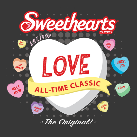 close up of sweethearts classic love candy graphic