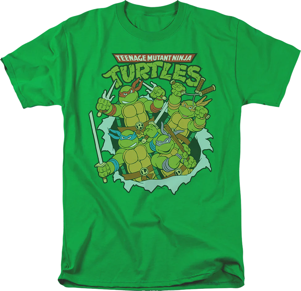 Vintage Green Group Photo Teenage Mutant Ninja Turtles T-Shirt