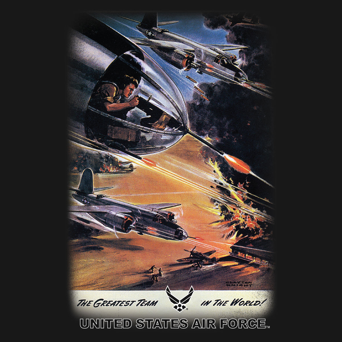 close up of us air force the greatest team vintage graphic