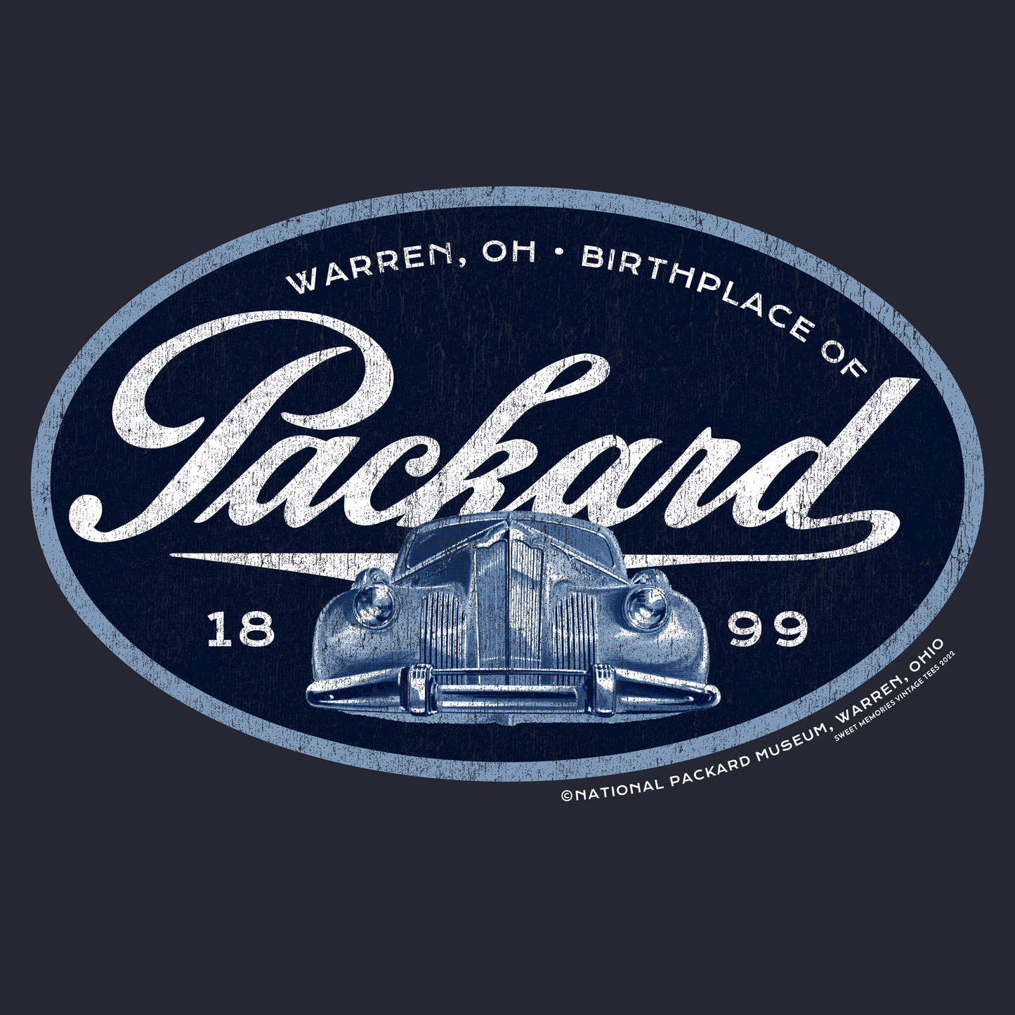 Packard Car Navy Tonal Vintage Grill | Warren, OH Tee