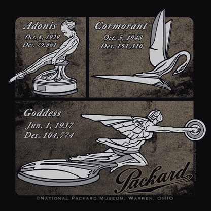 Packard Vintage Car Hood Ornaments | Metallic Silver Historical Patent Unisex Tee