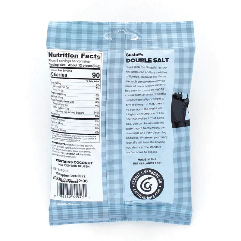 Gustaf's Dutch Licorice Double Salt Classic Salt Licorice - 5.2-oz. Bag