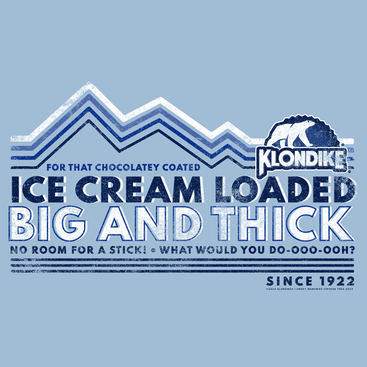 Klondike Big & Thick Vintage Jingle Graphic T-Shirt, retro ice cream bar tee artwork, unisex soft cotton