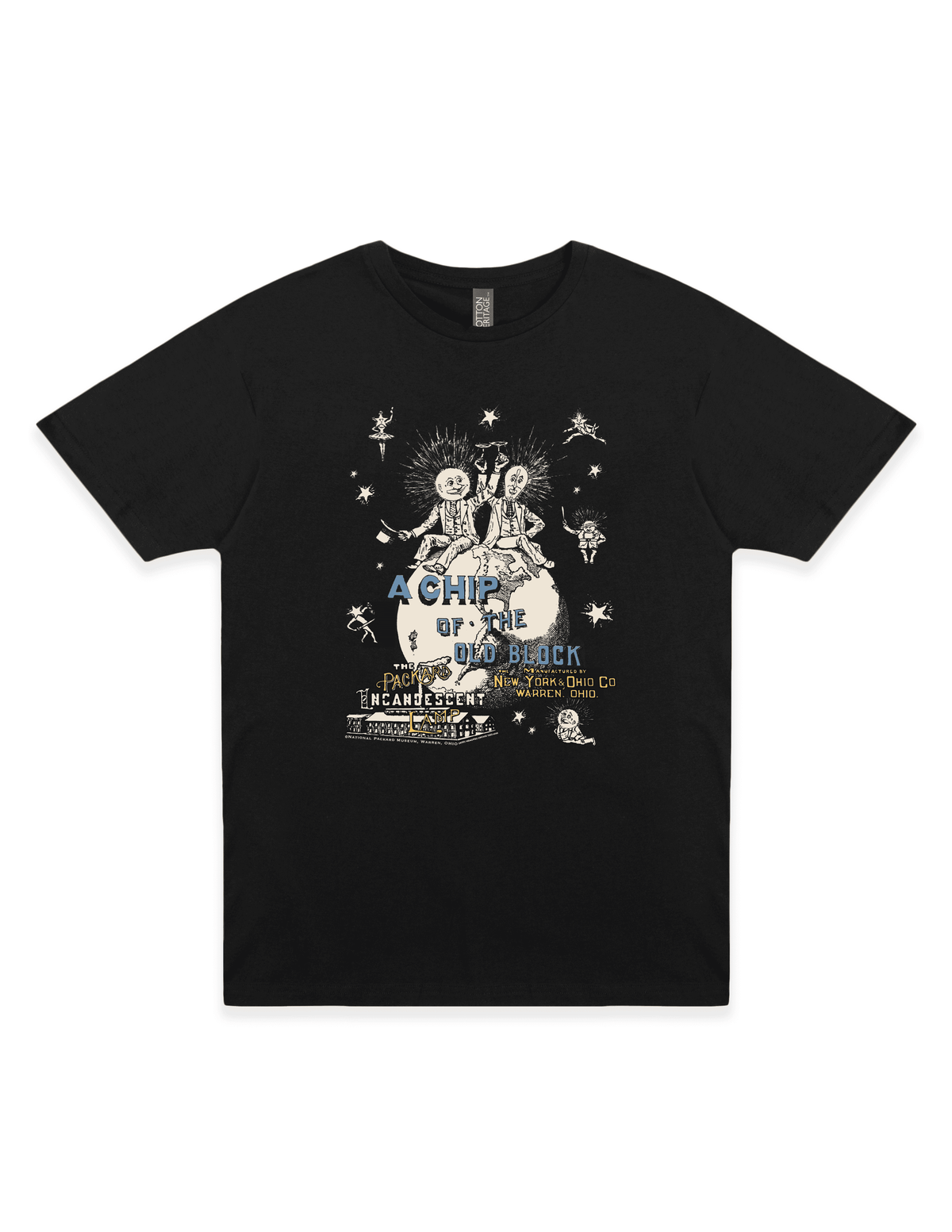 packard incandescent lamp a chip of the old block warren ohio vintage graphic t shirt unisex nostalgia apparel