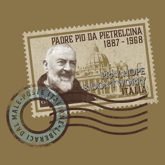 close up of padre pio of pietrelcina vintage religious graphic