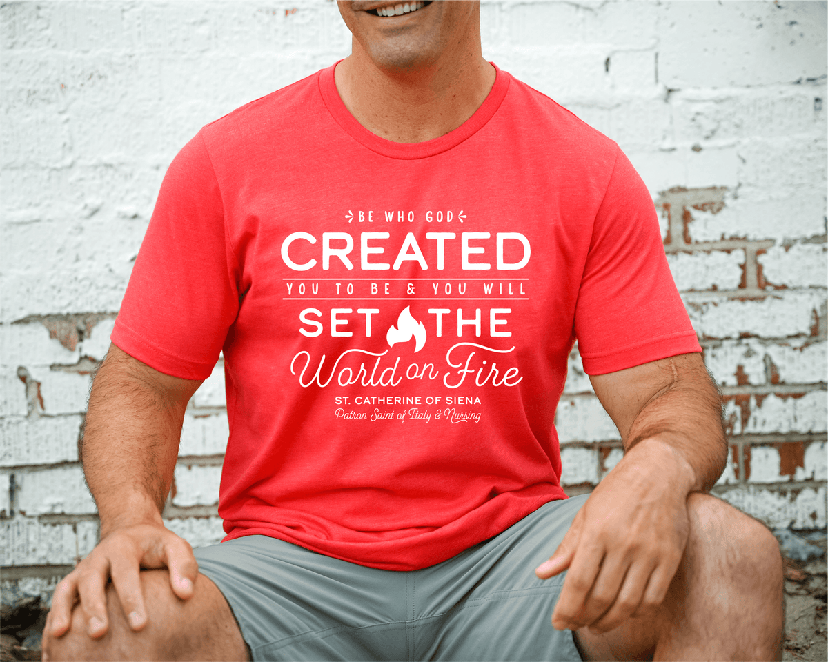 unisex saint catherine of siena catholic shirt styled casually faith inspired outfit