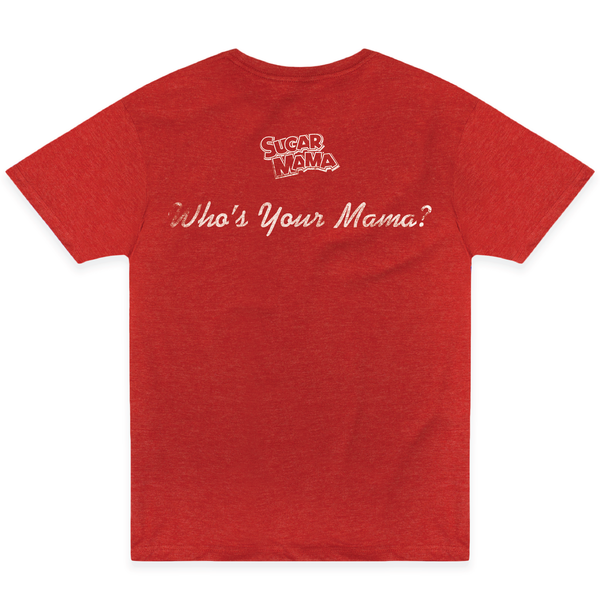 Sugar Mama Who's Your Mama Tee featuring a retro candy inspired graphic on a unisex shirt. Officially licensed nostalgic candy apparel for candy lovers and vintage fashion fans.