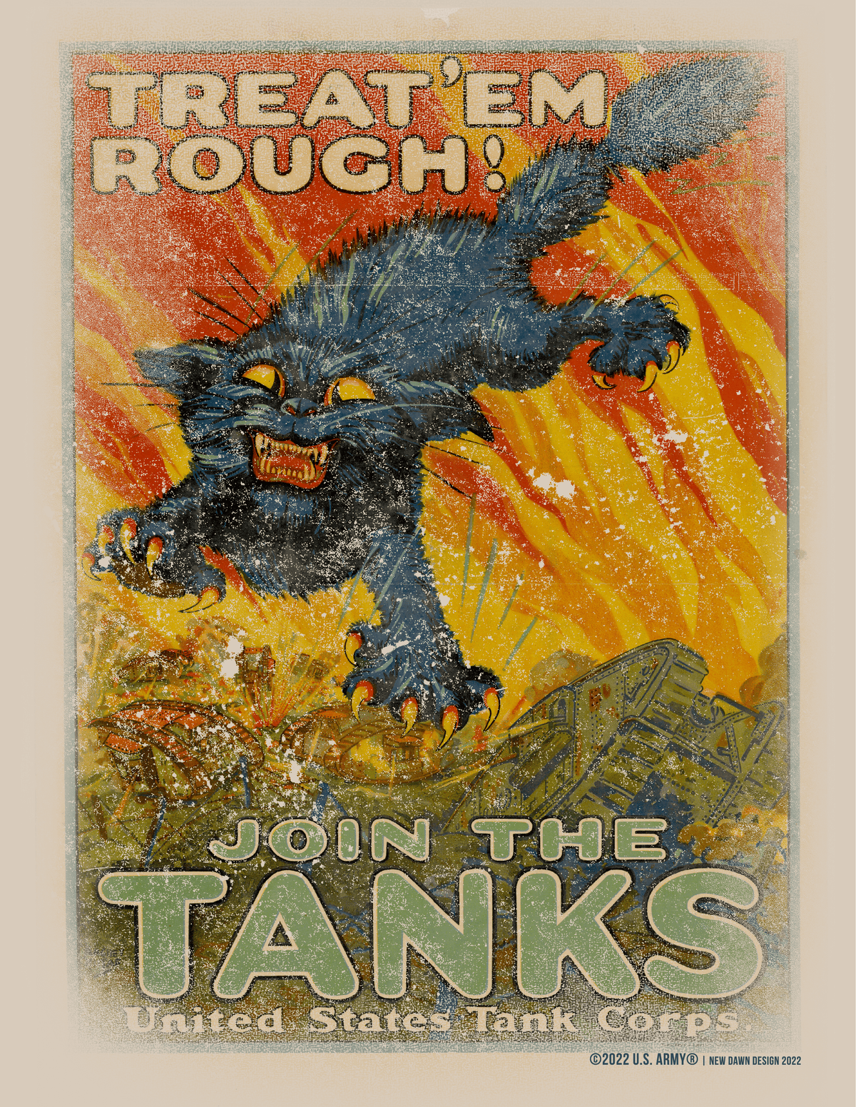 close up of us army join the tanks tank destroyer units vintage graphic on cotton t shirt
