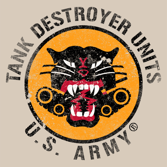 close up of us army join the tanks tank destroyer units vintage graphic on cotton t shirt