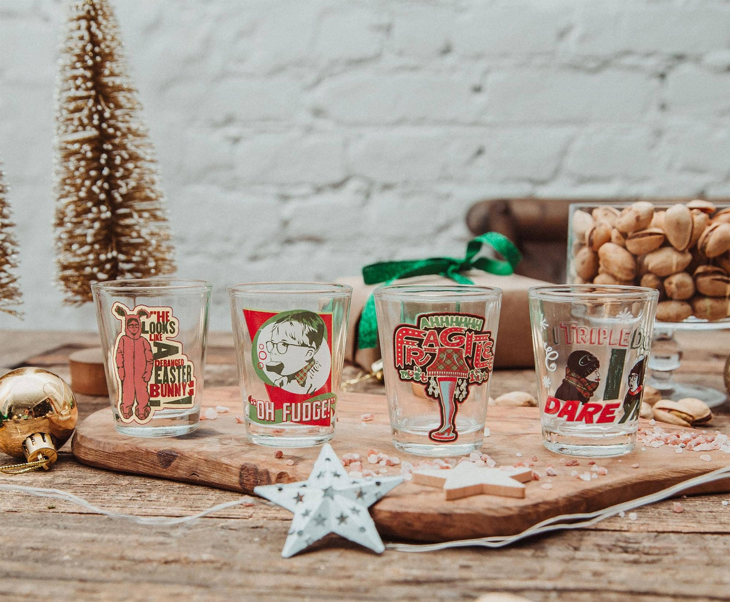 Toynk - A Christmas Story Quotes 4 Piece Mini Glass Set