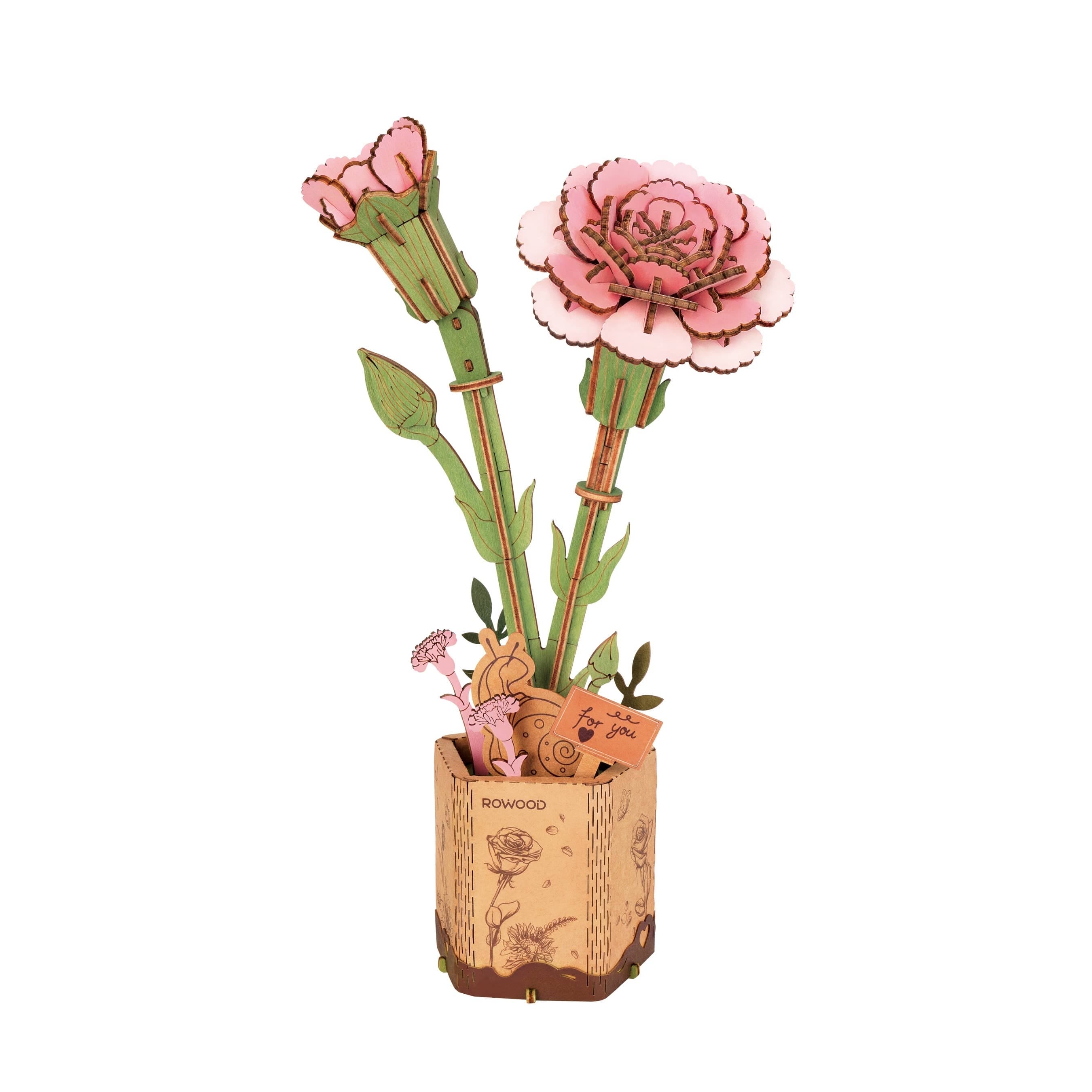 フラワーページ 3D Wooden Flower Puzzle: Pink Carnation – Sweet Memories Vintage