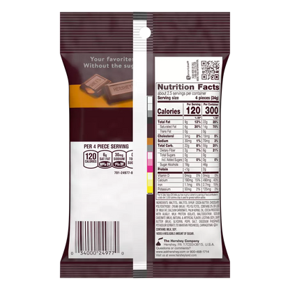 Hershey's Zero Sugar Chocolate Filled w/ Caramel Peg Bag 3oz