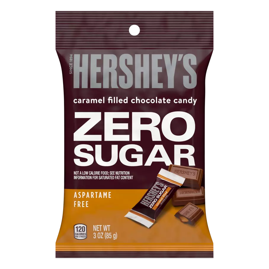 Hershey's Zero Sugar Chocolate Filled w/ Caramel Peg Bag 3oz